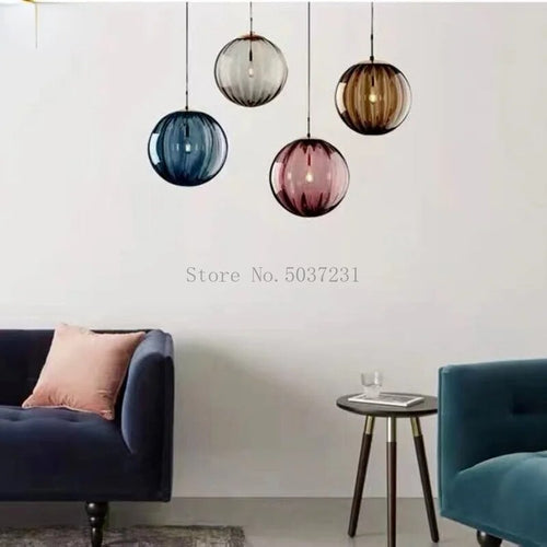 lustre verre coloré nordique moderne grain eau - vue 6 sur 29