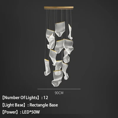 lustre en acrylique à led design pour décoration intérieure moderne - vue 8 sur 14