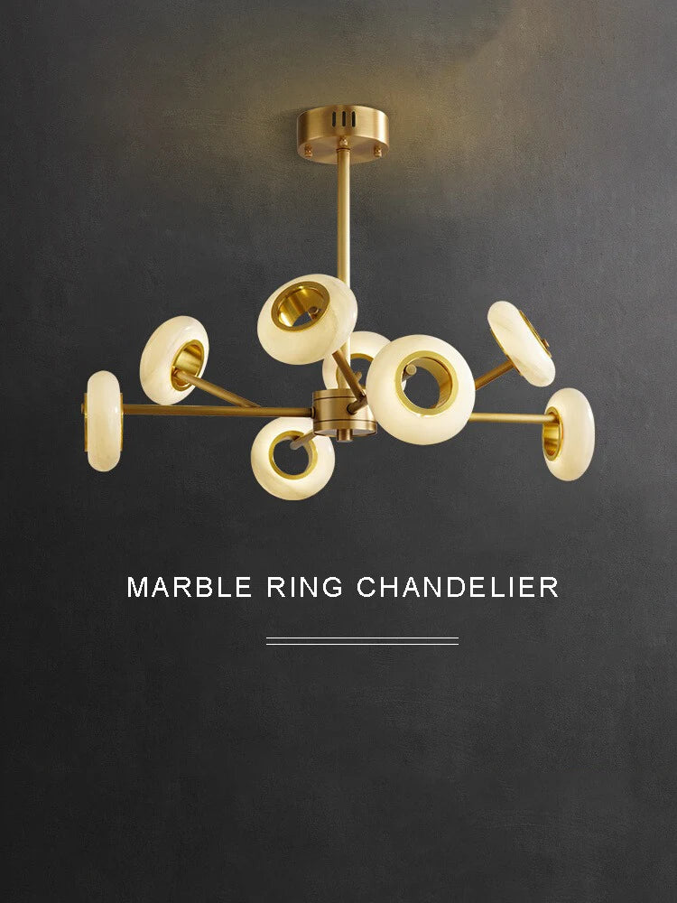 lustre de luxe en marbre à anneaux multiples pour décoration - vue 2 sur 11