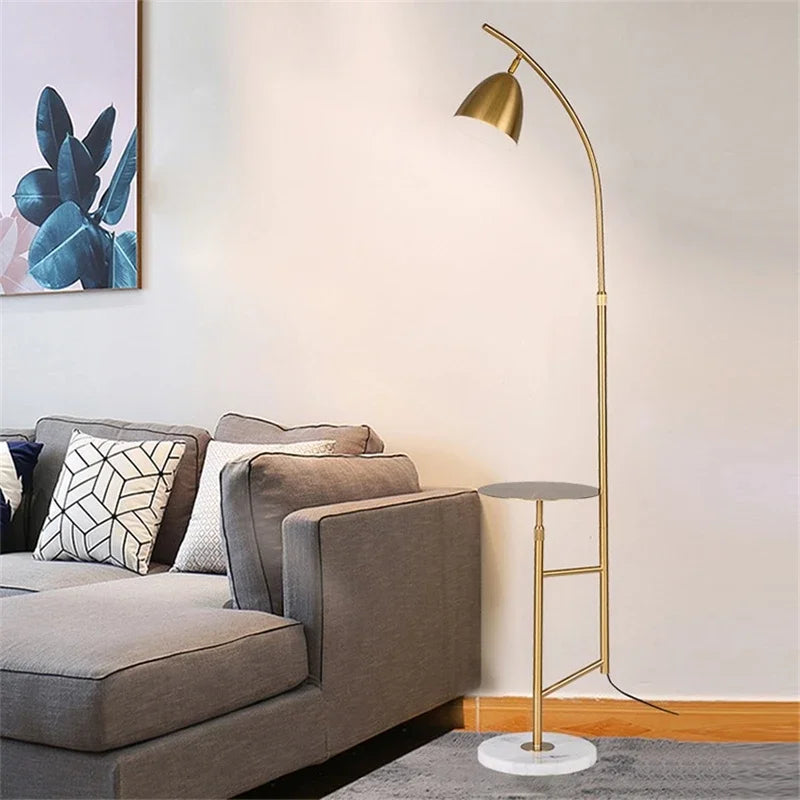 lampe sur pied nordique design en fer et marbre - vue 2 sur 10