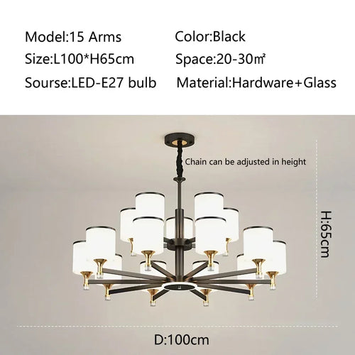 suspension moderne en verre doré et noir pour intérieur élégant - vue 14 sur 17