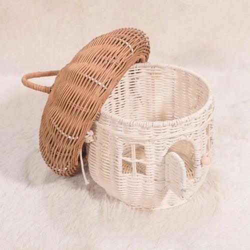 panier en rotin mignon pour pique-nique et décoration enfants - vue 2 sur 9