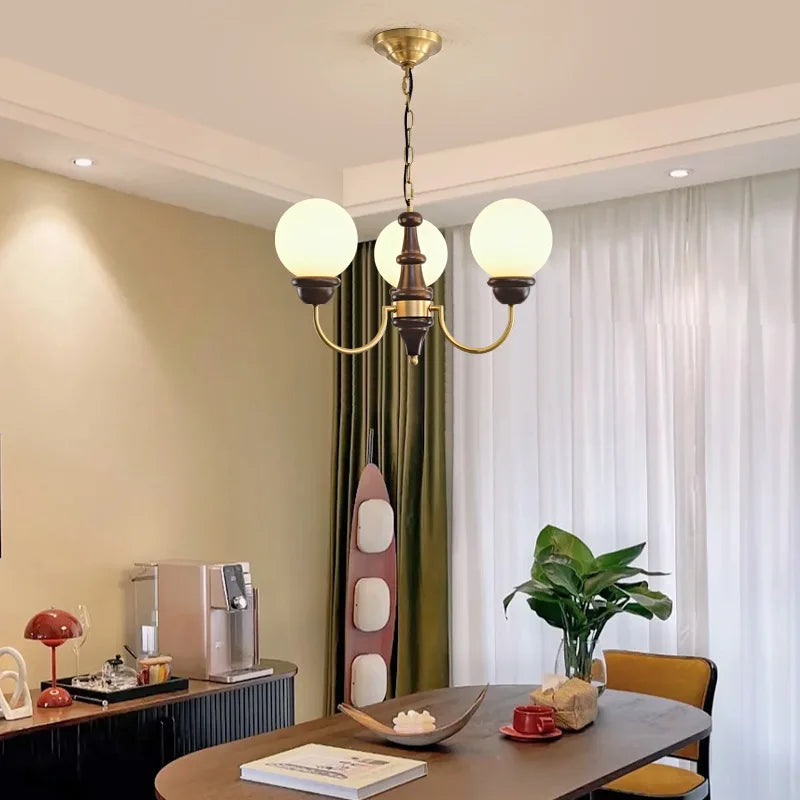Lustre Luxe cuivre LED verre rond salon chambre décor intérieur salle à manger - vue 4 sur 12