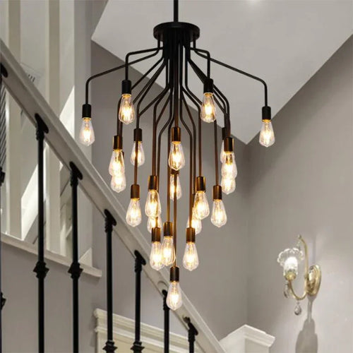 lustre rétro en fer avec led pour décoration intérieure - vue 6 sur 8