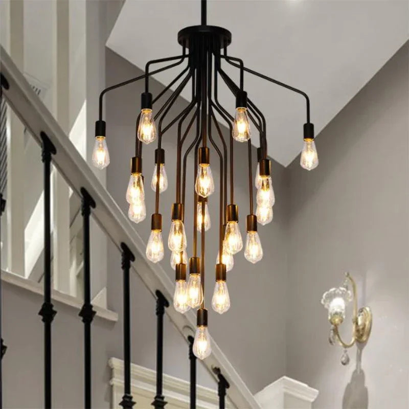 lustre rétro en fer avec led pour décoration intérieure - vue 5 sur 8