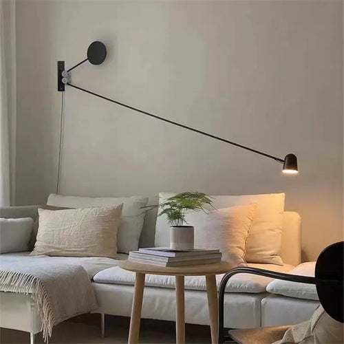 Swing Arm Wall Lamp Adjustable Long Pole Sconce Light for Reading Living Room Bedroom - vue 2 sur 12