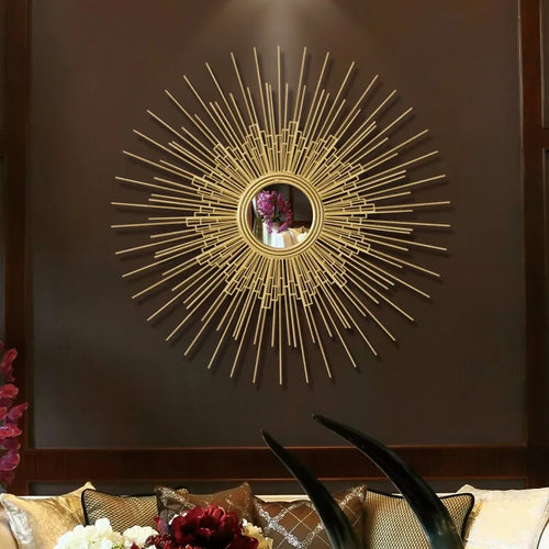 décoration murale en fer forgé avec miroir fleur décoratif - vue 10 sur 10