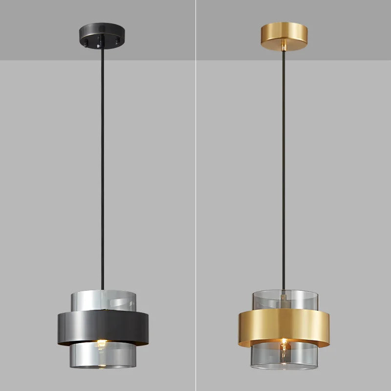 lustre led élégant nordique en verre doré pour décoration intérieure - vue 6 sur 8