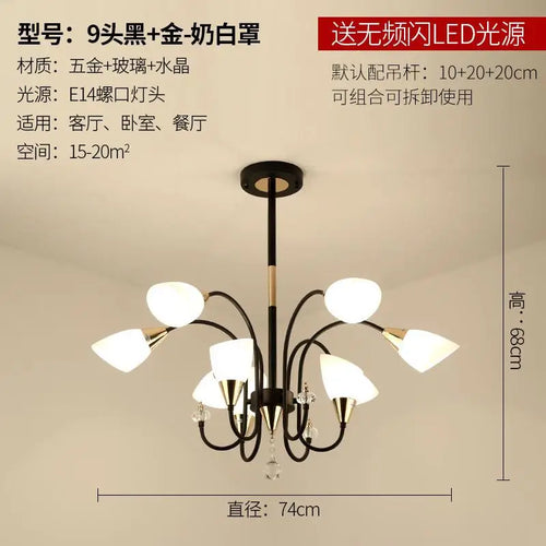 lustre en cristal nordique luxe moderne rétro éclairage décoratif - vue 12 sur 14