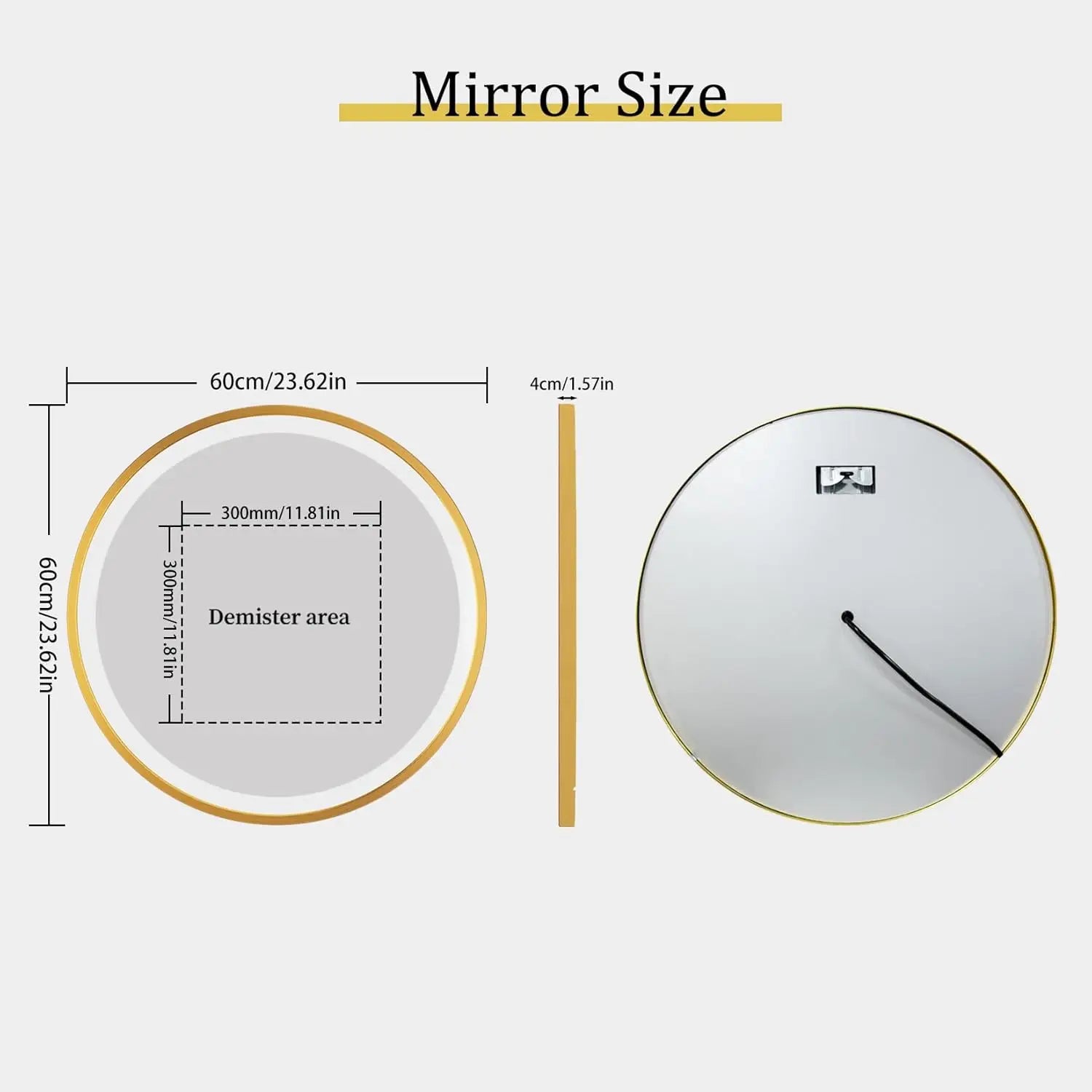 miroir rond éclairé avec cadre en aluminium et fonction mémoire - vue 8 sur 8