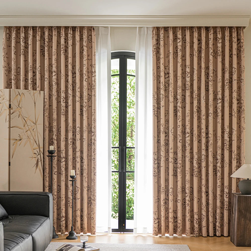 Rideau occultant motif floral moderne pour salon chambre - vue 2 sur 6
