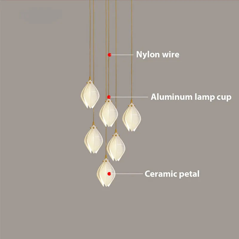 Lustre Magnolia en céramique - vue 5 sur 17
