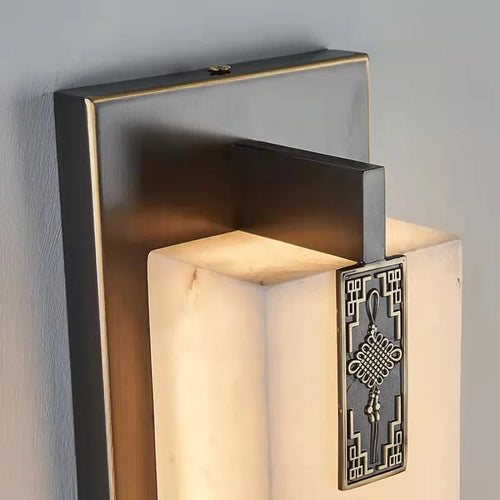 applique murale moderne en marbre chinois avec nœud et lumière led - vue 6 sur 11