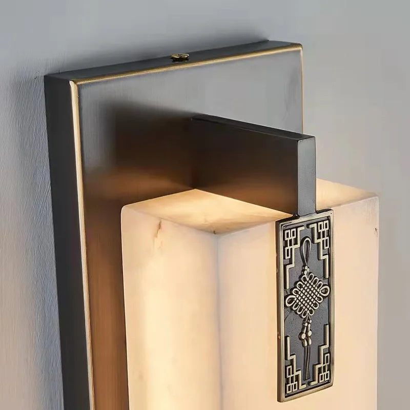 applique murale moderne en marbre chinois avec nœud et lumière led - vue 5 sur 11