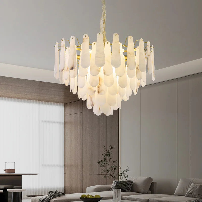 suspension en marbre et cuivre de luxe style chinois minimaliste - vue 1 sur 8