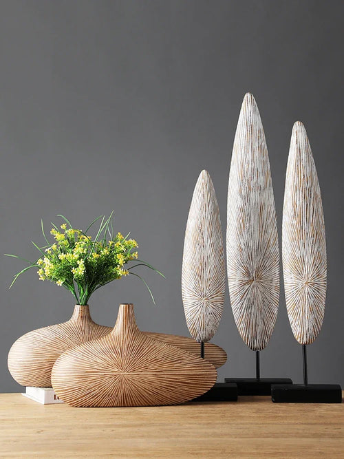 vase en résine moderne pour fleurs séchées décoration artisanale - vue 3 sur 9