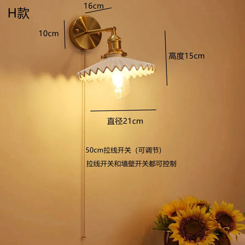 applique murale led antique avec interrupteur à tirette - vue 10 sur 10