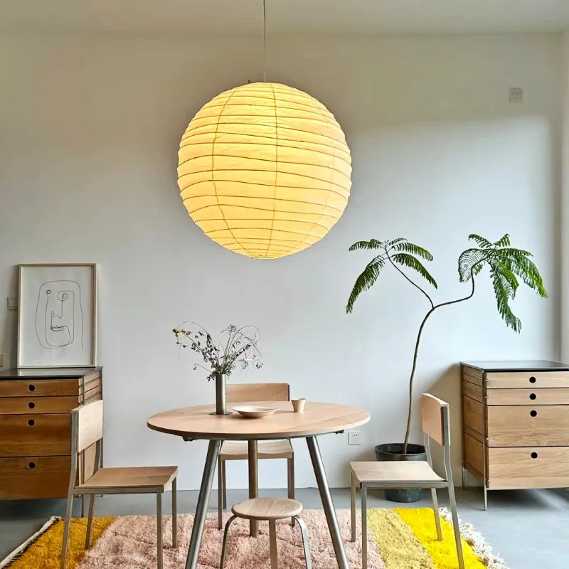 Noguchi Yong suspension lumières Akari Wabi-sabi plafonnier japonais papier de riz lustre pour salon décor à la maison suspension - vue 6 sur 9