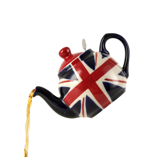 Théière céramique motif drapeau peint main infuseur acier - vue 3 sur 7