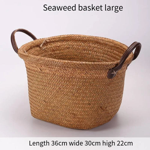 panier de rangement tissé à la main pliable en osier et jonc de mer - vue 9 sur 8