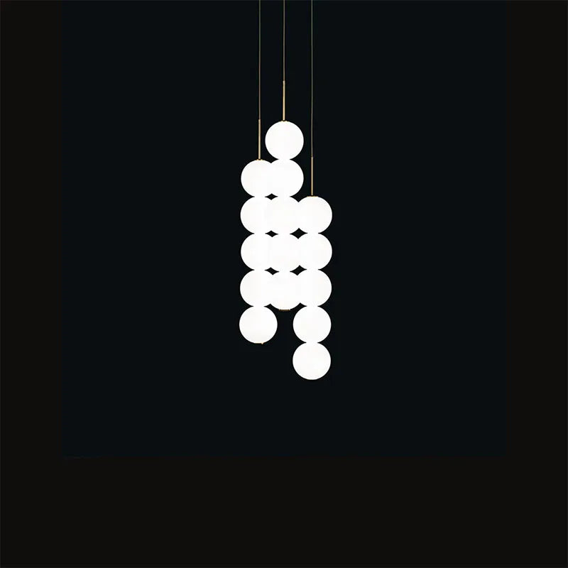 suspension design art deco en verre doré et chromé - vue 2 sur 13