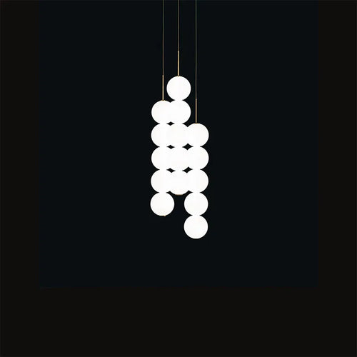 suspension design art deco en verre doré et chromé - vue 3 sur 13