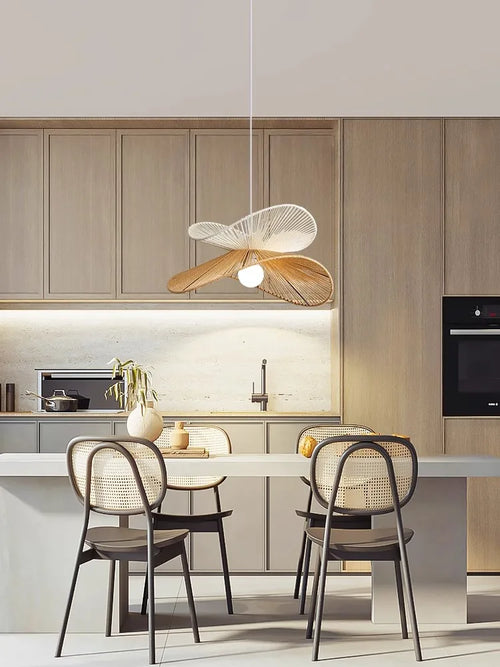 Nordique Wabi Sabi suspension LED lumières pour salon décoration de la maison en rotin chambre Lustre Loft lampe suspendue Lustre luminaire - vue 2 sur 7