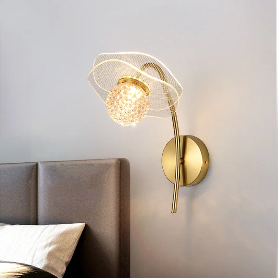Lampe de applique murale LED en cristal nordique salon chambre fond applique murale couloir allée grenier lampes de chevet maison luminaire moderne - vue 4 sur 10