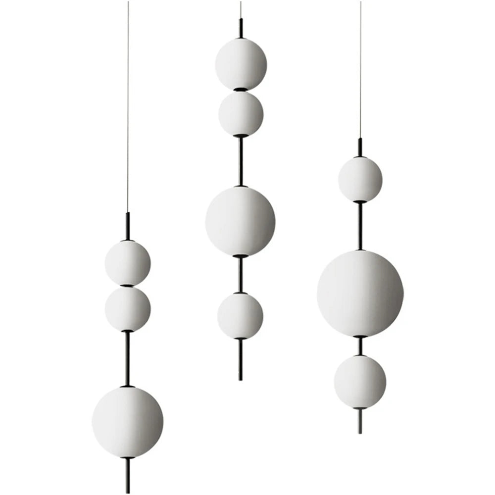 Modern minimalist restaurant chandelier, living room decoration Nordic white glass kitchen island, bedroom lighting chandelier - vue 3 sur 9