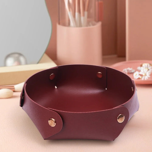plateau en cuir pliable pour rangement et organisation - vue 2 sur 9