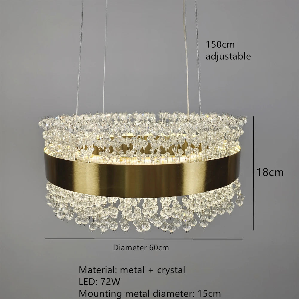 lustre led en cristal moderne hauteur réglable décoration maison - vue 8 sur 12