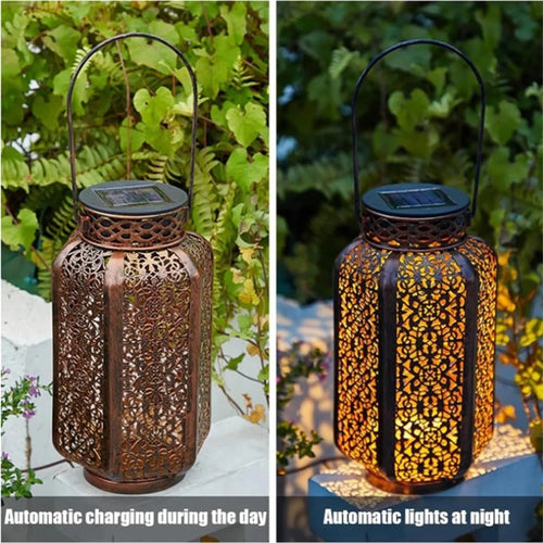 lanterne solaire à led motif rétro pour extérieur jardin patio - vue 4 sur 7