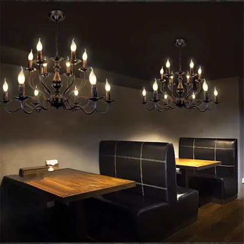 lustre rétro industriel en fer imitation bougie pour décoration intérieur - vue 6 sur 11