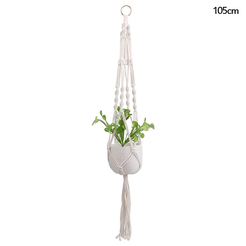 paniers suspendus en macramé pour plantes et décoration - vue 12 sur 19