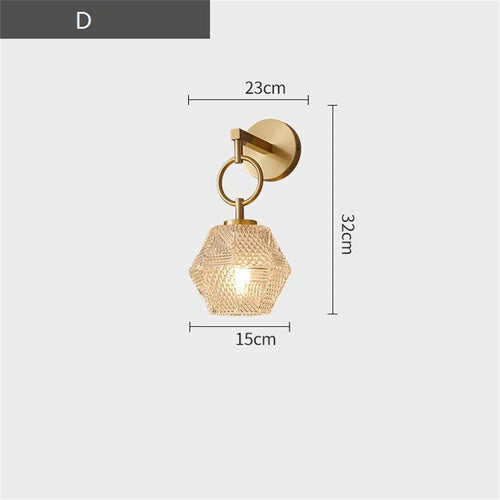 applique murale moderne en cuivre et verre à led décorative - vue 11 sur 12