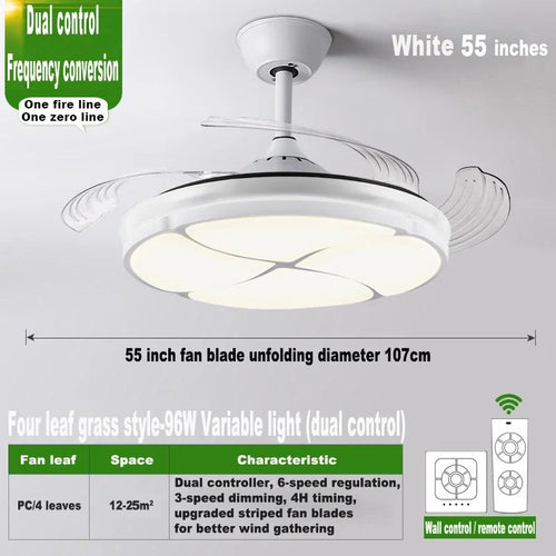 plafonnier moderne silencieux avec lumière et ventilateur intégré
