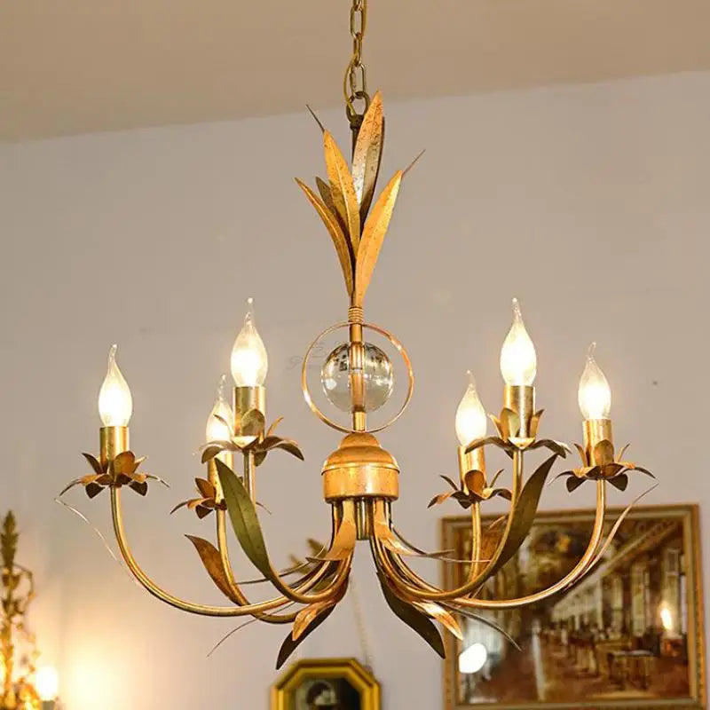 lustre en fer vintage rétro à 6 bras pour éclairage nostalgique - vue 1 sur 7