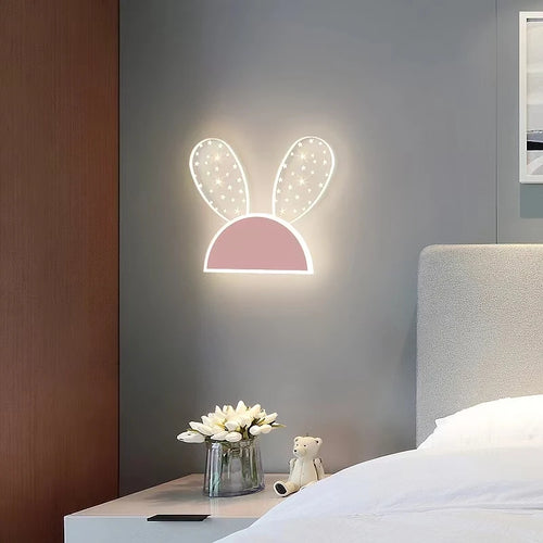 Fille enfant enfant chambre décor éclairage de nuit rose lapin appliques intérieur maison lapin bébé chambre belle bande dessinée lampe à LED - vue 2 sur 18