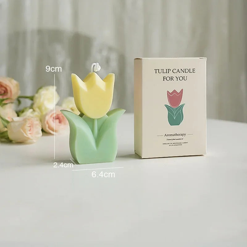 bougie tulipe artisanale parfumée pour décorations et aromathérapie - vue 8 sur 12