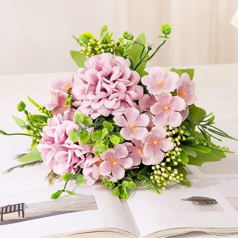 bouquet de chrysanthèmes en soie pour décoration de jardin - vue 4 sur 13