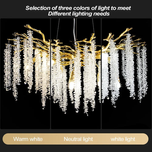 lustre en cristal design goutte d'eau pour intérieur élégant - vue 3 sur 7