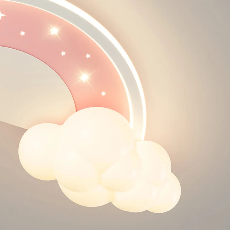 plafonnier moderne et chaleureux pour chambre enfant décor nuage arc-en-ciel - vue 6 sur 11
