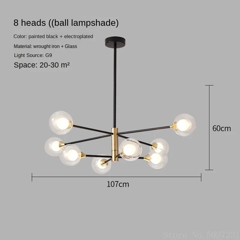 lustre moderne en forme de haricot avec éclairage led suspendu - vue 12 sur 16