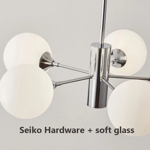Lustre LED moderne pour chambre à coucher salle à manger lait blanc boule de verre cuisine décor à la maison - vue 7 sur 9