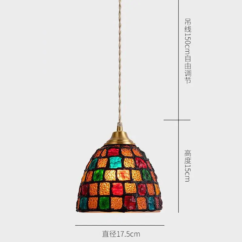 Suspension tiffany méditerranéen en verre coquille led - vue 12 sur 12