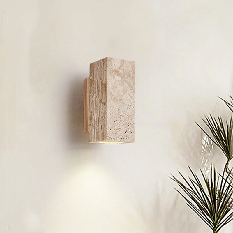 applique murale led wabi sabi en travertin décor marbre - vue 4 sur 12