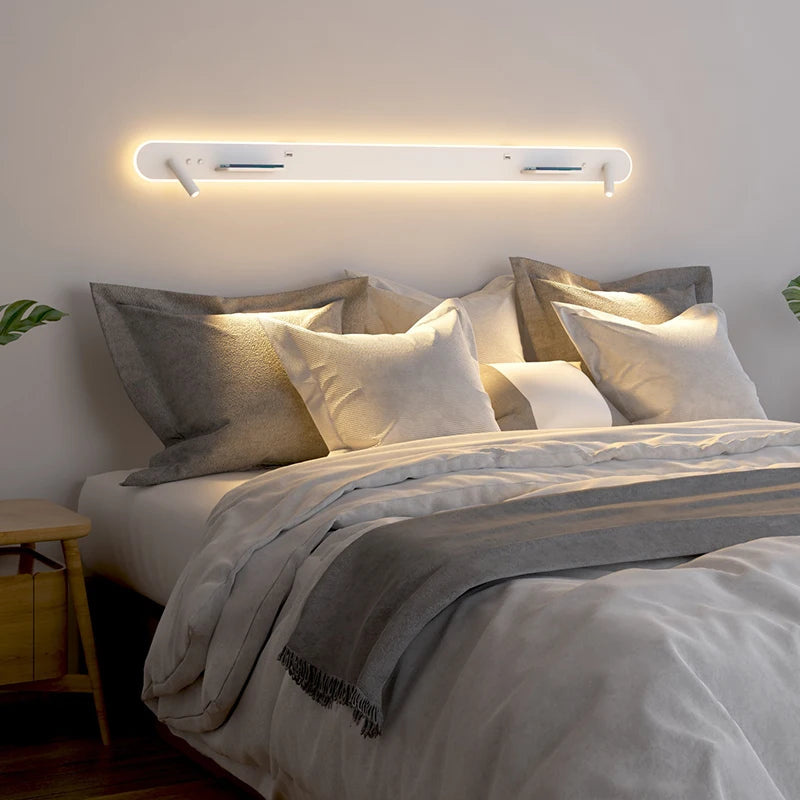 applique murale led de chevet multifonction avec port usb et chargeur sans fil - vue 6 sur 12