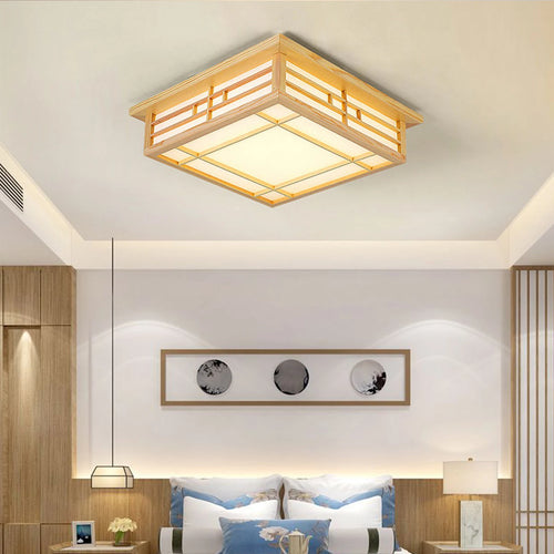 Plafonnier Lampe LED Bois Massif Japonais Tatami Lumière Salon Lumière Chambre Balcon - vue 6 sur 6