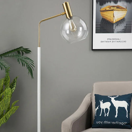 lampadaire doré et noir en métal et verre élégant - vue 5 sur 9