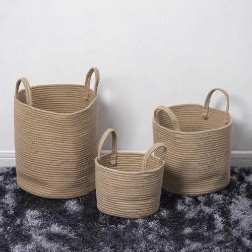 panier en osier tissé à la main pour rangement pliable et jouets - vue 2 sur 8